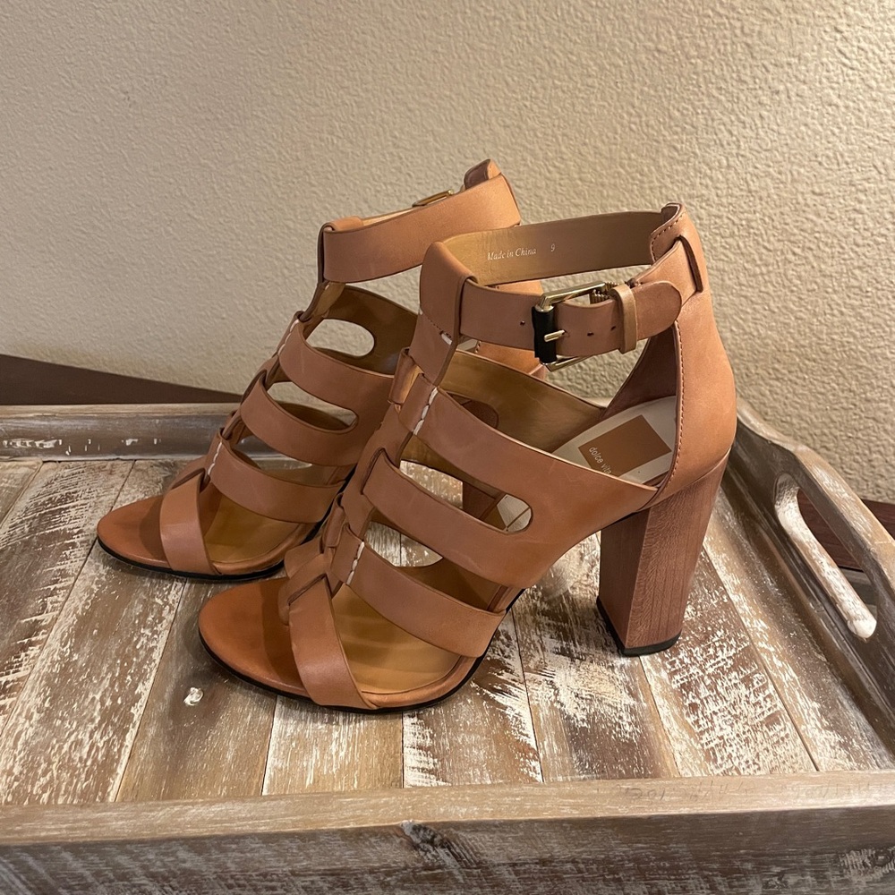 Dolce Vita Niro Gladiator Heel Tan Strappy Block Heel Sandals Size 9 - Picture 7 of 12
